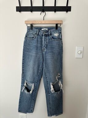 PacSun High Rise Distressed Mom Jeans Size 24 Straight Leg 90s Style